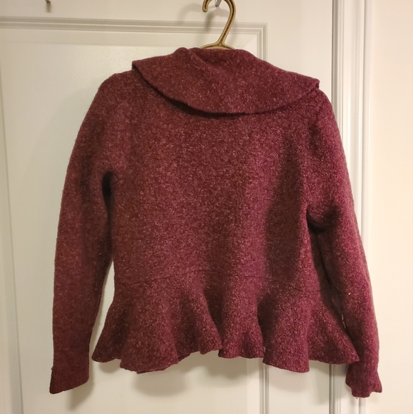 Ruffled Burgundy Cardigan/Sweater/Jacket - Picture 3 of 3